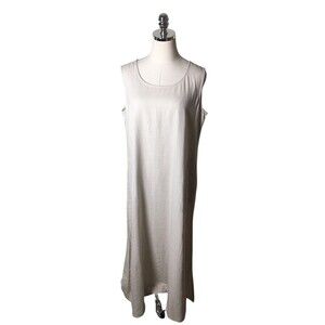 The Vermont Country Store Dress Women's Size Medium Off White Linen Blend Maxi